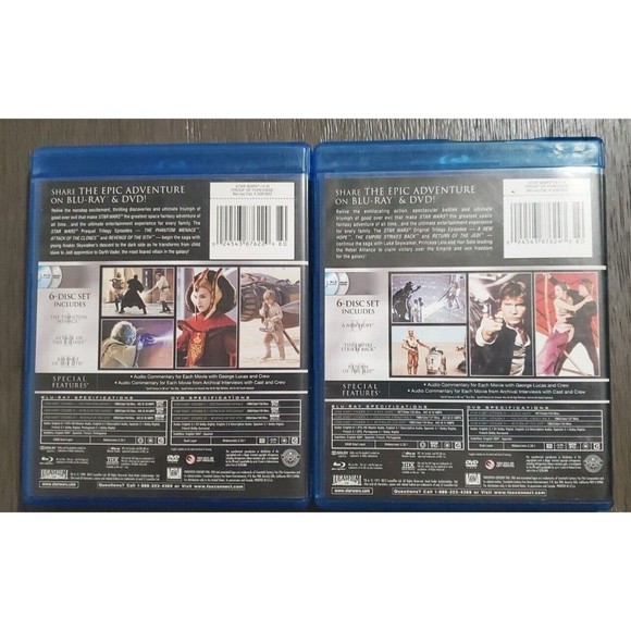 Star Wars Trilogy: Episodes I - III And Episodes IV- VI Blu Ray - Picture 2 of 3